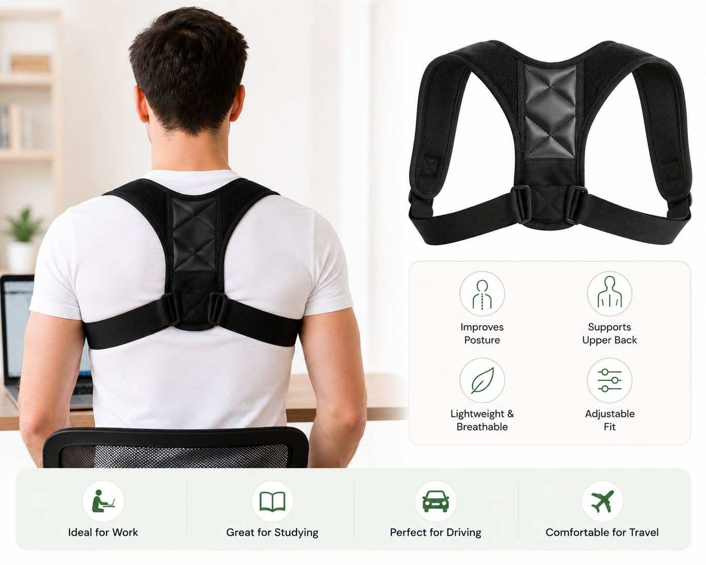 Adjustable Posture Corrector Upper Back Shoulder Posture Belt