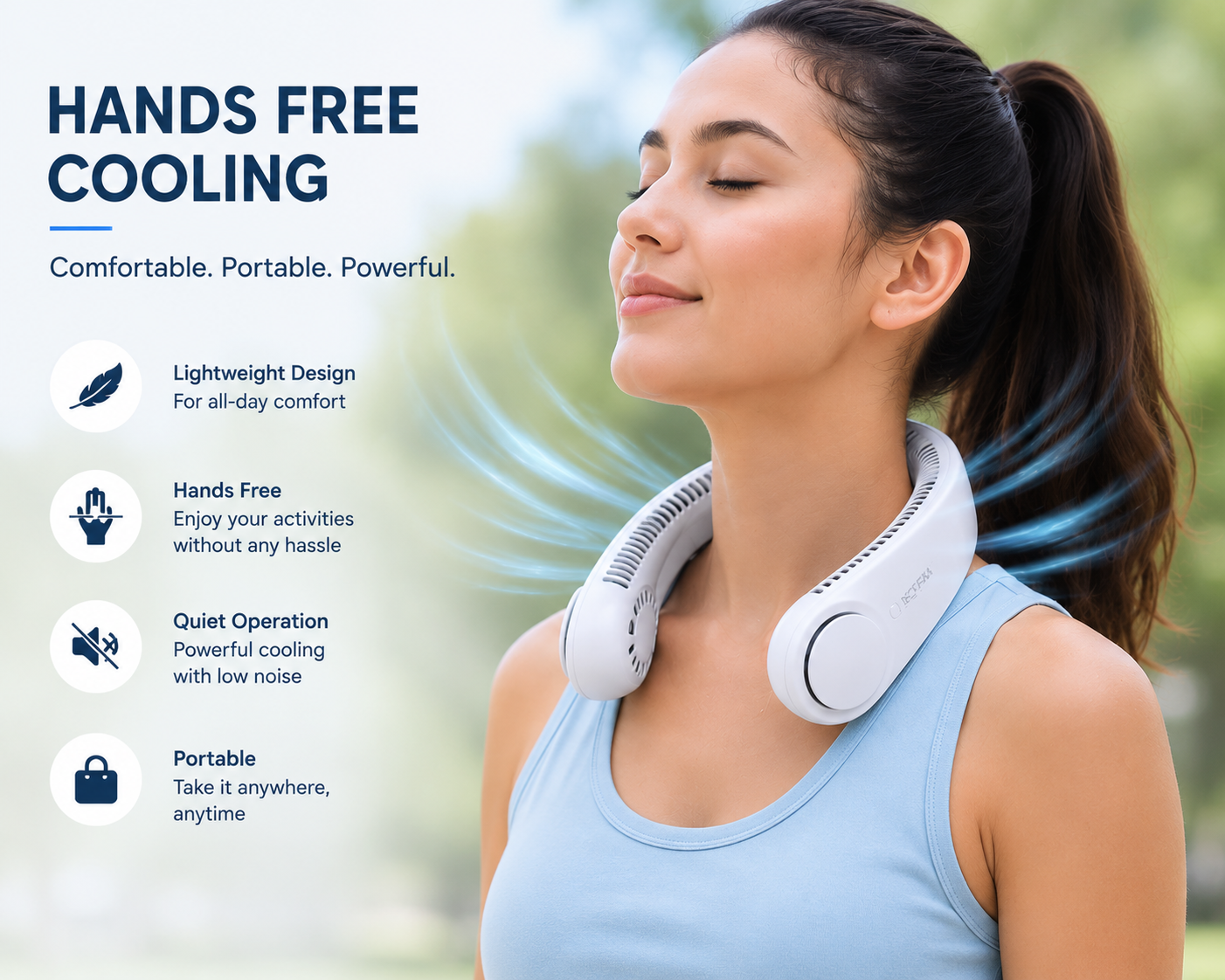 Portable Bladeless Neck Fan-360° Airflow
