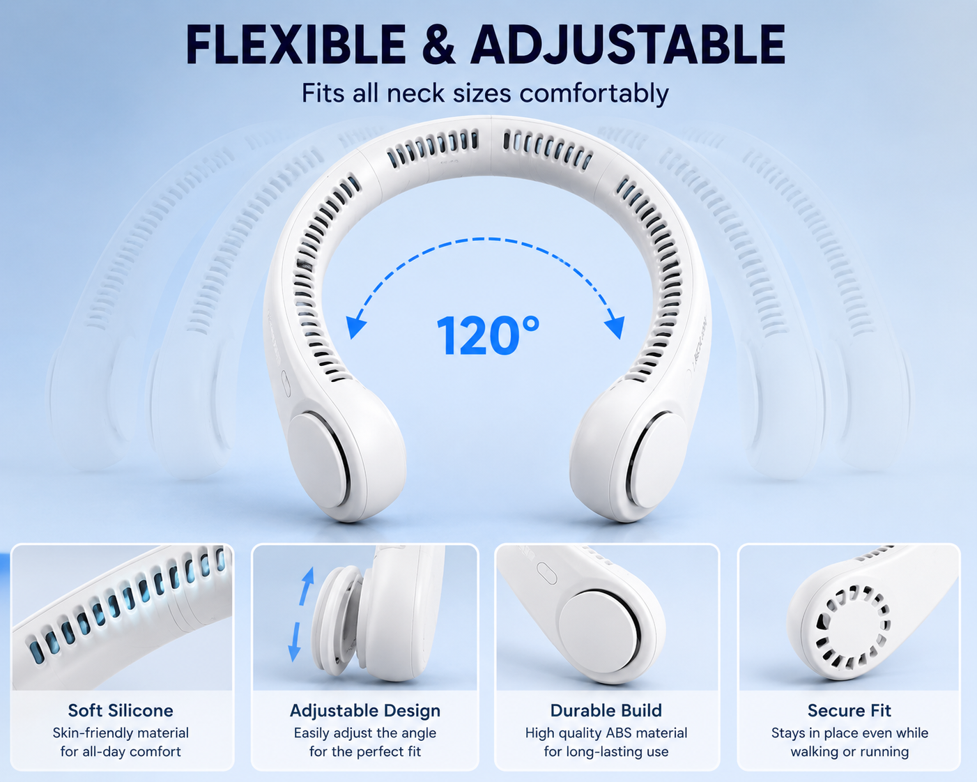 Portable Bladeless Neck Fan-360° Airflow